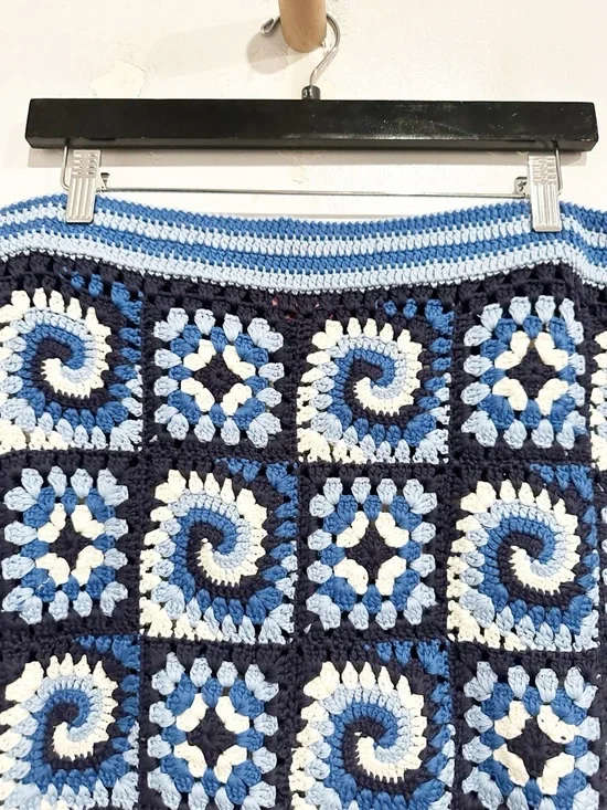 NWT Staud Brazing Cotton Crochet Granny Square Mini Skirt in Acid Cobalt Size XL - Picture 7 of 12